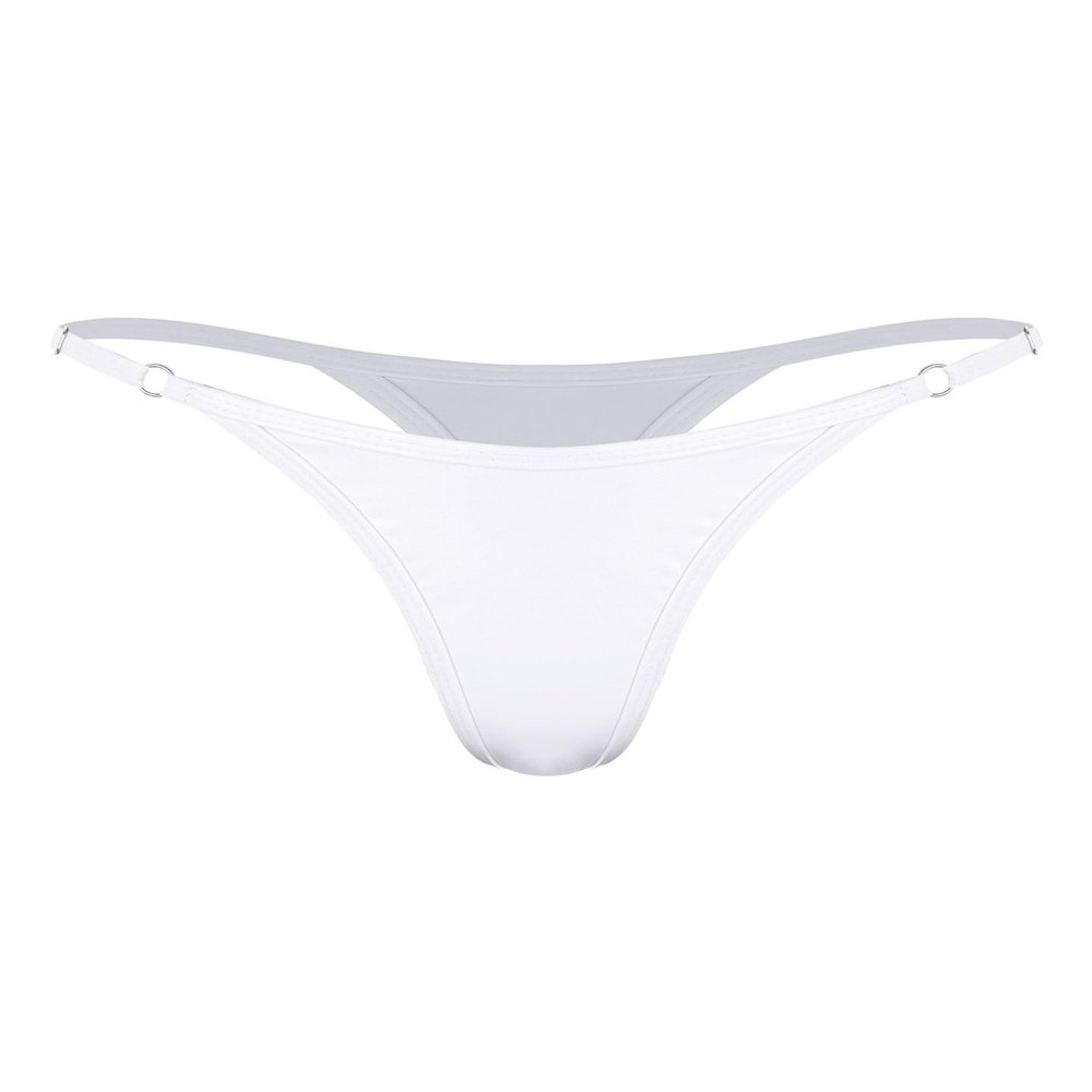 iiniim Women's Sexy Metallic G-String High Waist Adjustable Straps T-Back Micro Thong Underwear White Small