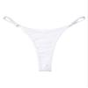 iiniim Women's Sexy Metallic G-String High Waist Adjustable Straps T-Back Micro Thong Underwear White Small view 4