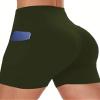 2024 Women's Latest Workout Yoga Shorts - Premium Soft Solid Stretch Cheerleader Running Dance Volleyball Short Pants Army Green view 2