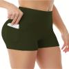 2024 Women's Latest Workout Yoga Shorts - Premium Soft Solid Stretch Cheerleader Running Dance Volleyball Short Pants Army Green view 3