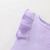 Tiny Cutey Baby Girl Clothes Infant Summer Outfits Set Ruffle Sleeve Romper and Floral Shorts with Headband (Lilac romper+purple flowers+butterfly shorts,3-6 Months) view 3