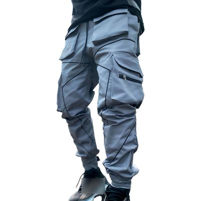 JEsilunmaMY Men's Print Cargo Pants Multi-Pockets Slim Fit Joggers Pants Hiking Outdoor Casual Tactical Tapered Trousers (Grey,X-Large)