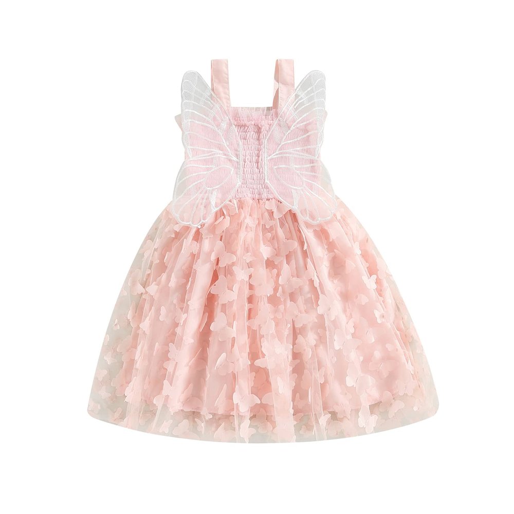 Toddler Baby Girl Butterfly Wings Dress Princess Sleeveless Tulle Butterfly Wing Skirt Birthday Party Tutu Dress (D Pink, 12-18 Months)