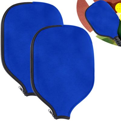 2 PCS Pickleball Paddle Covers, Durable Neoprene Paddle Cover Universal 8.26 x 11.8Inch Zippered Universal Racket Sleeve Paddle Storage Bag, Fits USAPA Standard and Extended Pickleball Racquets (Blue)