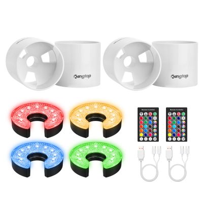 KINGTOP Golf Hole Cup with Rechargeable RGB Hole Light, Backyard Practice Putting Green, Fit PGA | LPGA | USGA Regulations, Outdoor Indoor Golf Putting Cup, Light Up Night Golf Party, 4-Pack