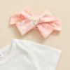 Baby Girls Summer Short Clothes Mama's Little Bestie Letter Print Bodysuit Daisy Bloomer Shorts Headband 3Pcs Outfit (Z Pink, 0-3 Months) view 4