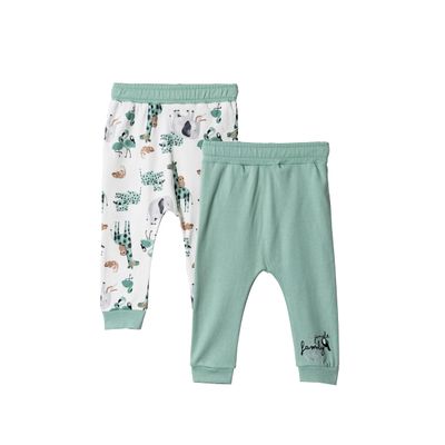 Kidddio Toddler and Baby Unisex Pants 2-Pack Baby Pants 0-3 Months to 18-24 Months Baby Cotton Sweatpants Jogger Boy Girl Light Green