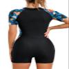 SHEKINI Womens Short Sleeve Rash Guard One Piece Swimsuit Surfing Suit Half Zipper Front Bathing Suit Quick Dry(Egg Flower,L) view 3