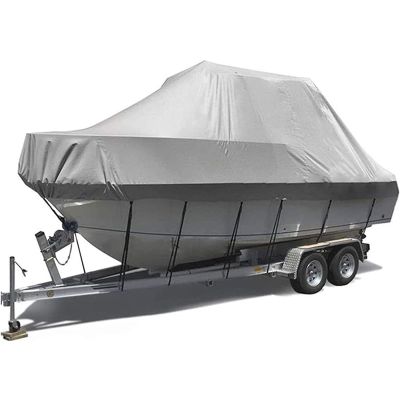 PHASFBJ Waterproof Trailerable Boat Cover, 300D Oxford Fabric Waterproof Boat Covers Uv Resistant Adjustable Boatcover,Fit V-Hull, Bass Boats, Pro-Style, Fishing Boat,Gray,11~13FT