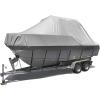 PHASFBJ Waterproof Trailerable Boat Cover, 300D Oxford Fabric Waterproof Boat Covers Uv Resistant Adjustable Boatcover,Fit V-Hull, Bass Boats, Pro-Style, Fishing Boat,Gray,11~13FT view 1