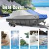 PHASFBJ Waterproof Trailerable Boat Cover, 300D Oxford Fabric Waterproof Boat Covers Uv Resistant Adjustable Boatcover,Fit V-Hull, Bass Boats, Pro-Style, Fishing Boat,Gray,11~13FT view 2