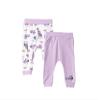 Kidddio Baby and Toddler Girl 2-Pack Pants Cotton Elastic Waist and Ankles Flexy Sweatpants Jogger Lilac, 3 Months view 1