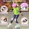 FIODAY Kids Bike Helmet, Toddler Helmet Knee and Elbow Pads Wrist Guards Adjustable Protective Gear Set with DIY Sticker for Girls 3-5-8 Years for Skateboard Inline Skating Scooter view 2