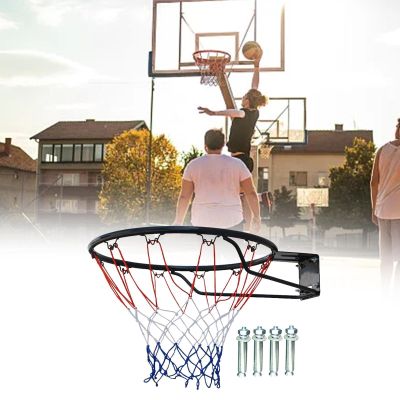 LPLYAA Basketball Rim Goal 17.7'' Universal Hanging Hoop Heavy Duty Wall Mounted Basketball Hoop with Net for Outdoor Home Backyard (Color : Hollow Circle)