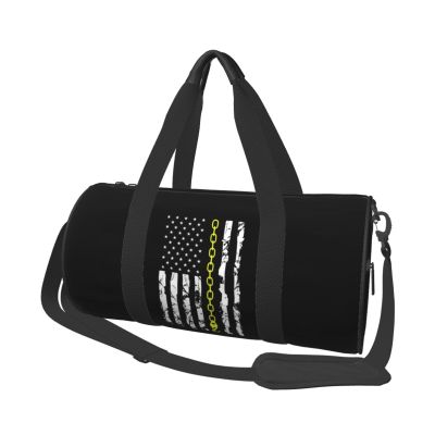 ERUYQIGU Usa Thin Yellow Line Flag Tow Truck Driver Gym Duffel Bag Durable Yoga Bag Large Workout Bag Sport Gymbag For Women Men, Black