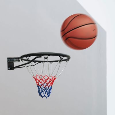 LPLYAA Basketball Rim Goal with Net, Portable Heavy Duty Universal 45cm Wall Mounted Basketball Hoop for Indoor Outdoor (Color : Black)