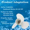 AYWSTC Outboard Propeller for Yamaha Engine 60/70/75/80/85/90/115/130HP, 15 Spline Tooth, RH, Boat Motor Aluminum Alloy Propeller Replacement # 6E5-45947-00-EL, 13 1/2x15-K Gearcase view 3