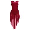XUNZOO Kids Girls Lyrical Dance Dress Modern Contemporary Costume Sleeveless Mesh Tulle High Low Skirt Ballet Dancewear Burgundy 12 Years view 1