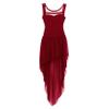 XUNZOO Kids Girls Lyrical Dance Dress Modern Contemporary Costume Sleeveless Mesh Tulle High Low Skirt Ballet Dancewear Burgundy 12 Years view 3