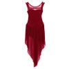 XUNZOO Kids Girls Lyrical Dance Dress Modern Contemporary Costume Sleeveless Mesh Tulle High Low Skirt Ballet Dancewear Burgundy 12 Years view 4