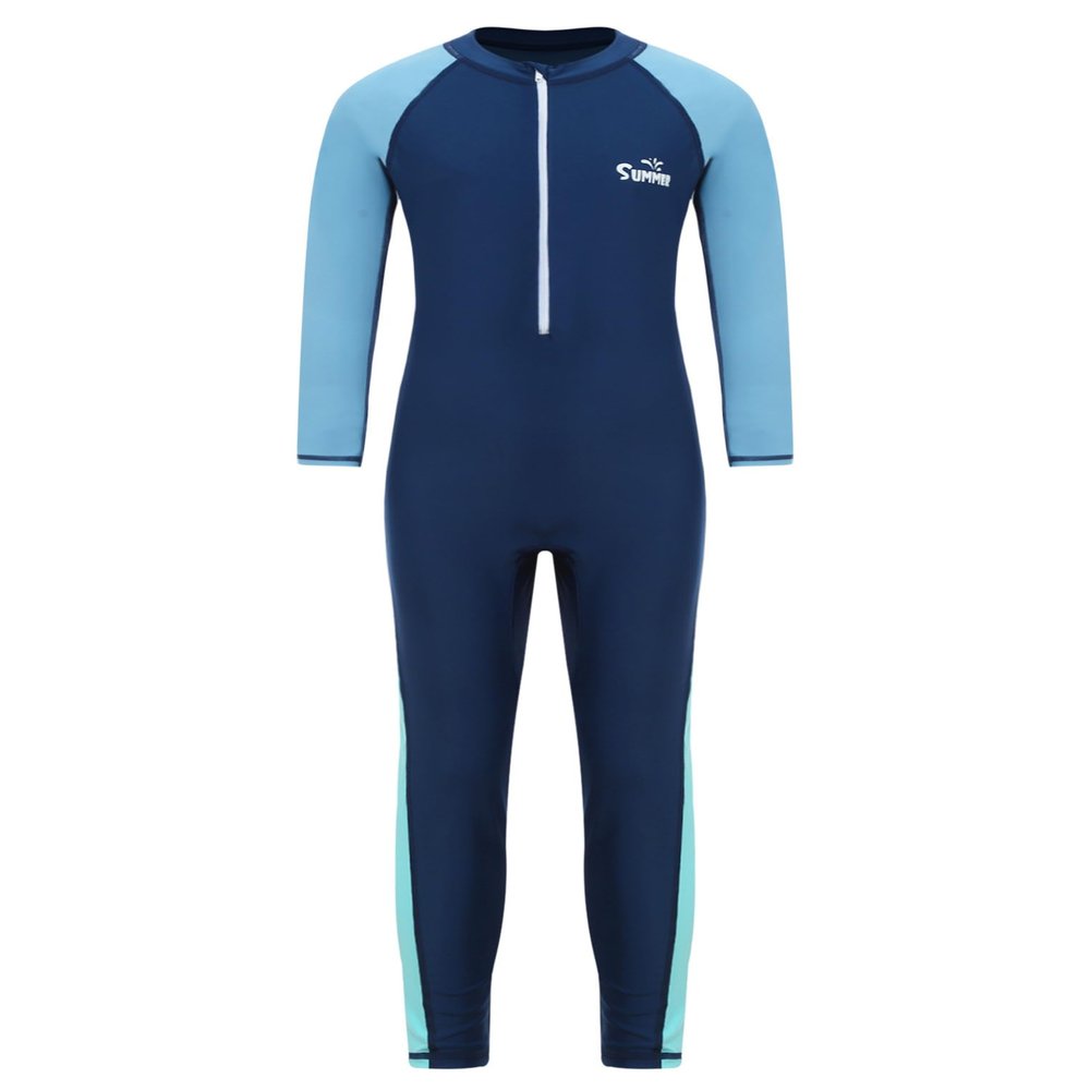 YEAHDOR Unisex Boys Girls Long Sleeve Zip Up Full Length One Piece Swimsuit UPF 50+ Rashguard Shirts Mutti 7-8 Years