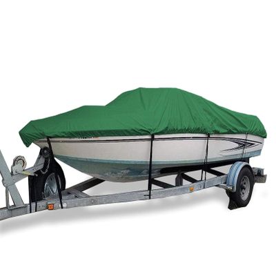 100% Waterproof Boat Cover, Heavy Duty Boat Cover, 210D Tear Resistant Boat Canvas, Tarps with Windproof Straps. Fit for V-Hull, Tri-Hull, Bass Boat, Fish & Ski Boat,17x19FT600 * 230CM