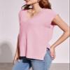 Saodimallsu Womens V Neck Sweater Vest Oversized Ribbed Knit Sleeveless Casual Loose Fit Pullover Tank Top Pink view 3