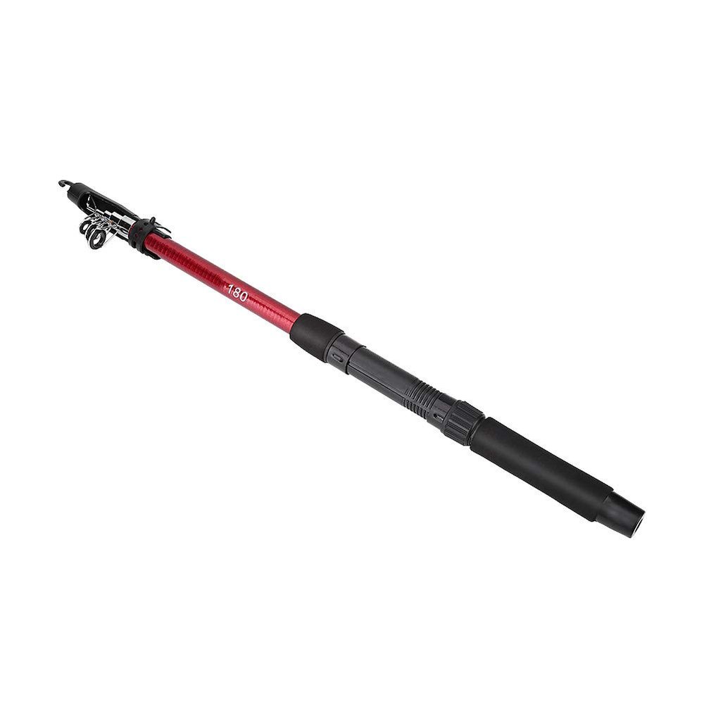 VBESTLIFE Fishing Rod, Portable High Strength Glass Fiber Telescopic Fishing Rod Reel Tackle Accessory with Anti Slip Handle and Ceramic Rings for Camping, Fishing (1.8m)