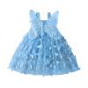 ZINTAOZT Infant Baby Girls Puff Sleeve Romper Dress Flying Sleeve Floral Embroidery Lace Mesh Hem A-line Bodysuits Dress (G Blue, 18-24 Months) view 1