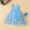ZINTAOZT Infant Baby Girls Puff Sleeve Romper Dress Flying Sleeve Floral Embroidery Lace Mesh Hem A-line Bodysuits Dress (G Blue, 18-24 Months) view 2