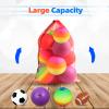 GSE Games & Sports Expert 24"x36" Red Heavy Duty Mesh Drawstring Bag, Extra Large Sports Equipment Bag with Shoulder Strap for Soccer, Basketballs, Volleyballs, Footballs, Swimming Gear, Laundry view 4