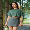 CRZ YOGA High Waisted Dolphin Golf Skirts for Women - Mini Lined A Line Tennis Casual Skort with Side Pockets Grey Sage Large view 2