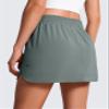 CRZ YOGA High Waisted Dolphin Golf Skirts for Women - Mini Lined A Line Tennis Casual Skort with Side Pockets Grey Sage Large view 3