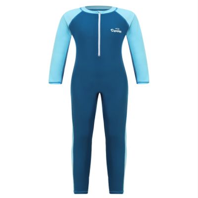 YEAHDOR Unisex Boys Girls Long Sleeve Zip Up Full Length One Piece Swimsuit UPF 50+ Rashguard Shirts Sky 5-6 Years
