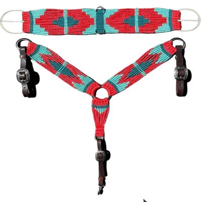 Cheval's International Wool Mohair Free Size Breast Collars and Cinch Combo : Premium Quality Horse Riding Equipment and Stylish Collar Accessories(Multi2_Cinch - 34)