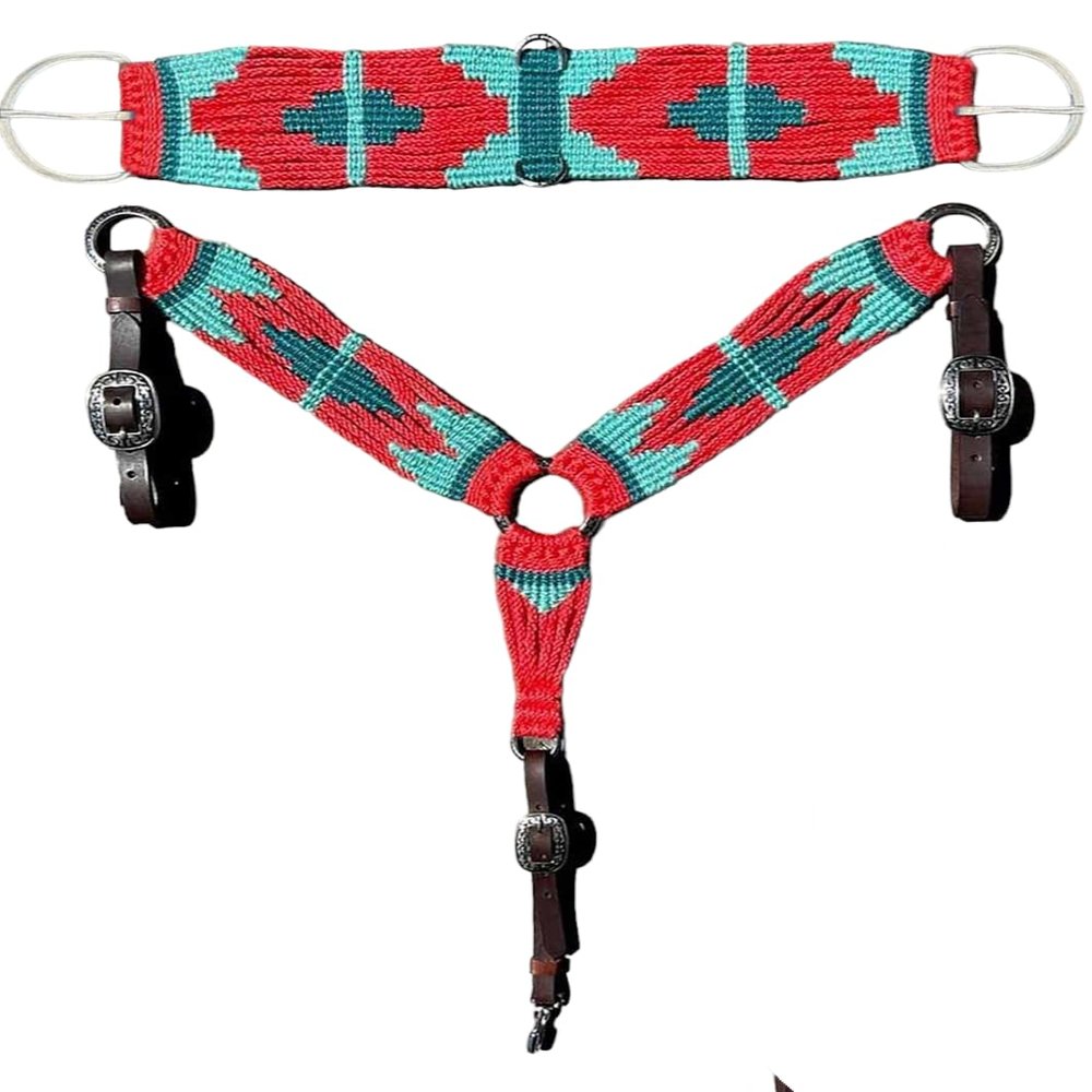 Cheval's International Wool Mohair Free Size Breast Collars and Cinch Combo : Premium Quality Horse Riding Equipment and Stylish Collar Accessories(Multi2_Cinch - 34)