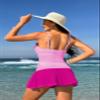 Pink Queen Women's Tummy Control Two Piece Tankini Swimsuits Push Up Swimwear Bathing Suits Pink view 4