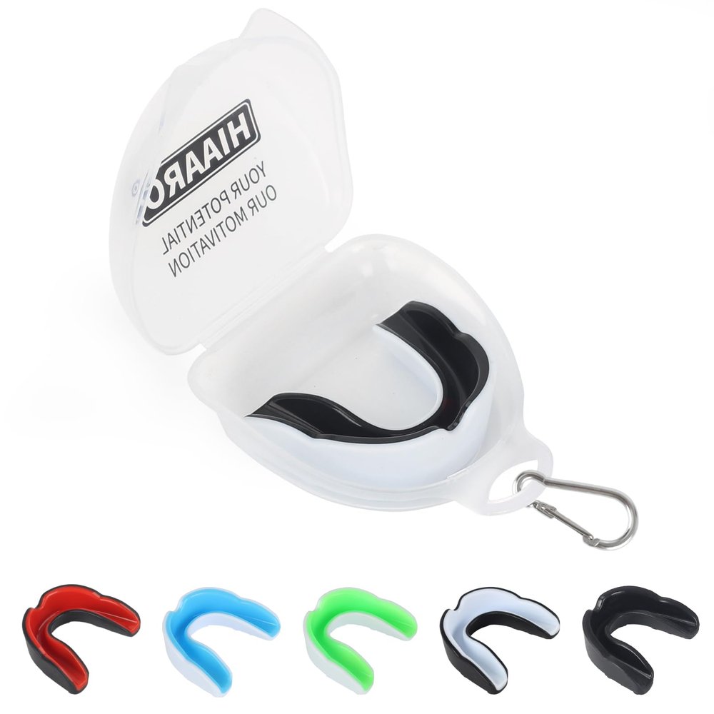 HIAARO 6 Pack Sports Mouthguard, Kids & Youth Mouth Guard with Case for Boxing, MMA, Hockey, Soccer, Basketball, Size L