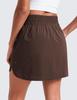 CRZ YOGA High Waisted Dolphin Golf Skirts for Women - Mini Lined A Line Tennis Casual Skort with Side Pockets Hot Fudge Brown Medium view 2