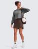 CRZ YOGA High Waisted Dolphin Golf Skirts for Women - Mini Lined A Line Tennis Casual Skort with Side Pockets Hot Fudge Brown Medium view 4