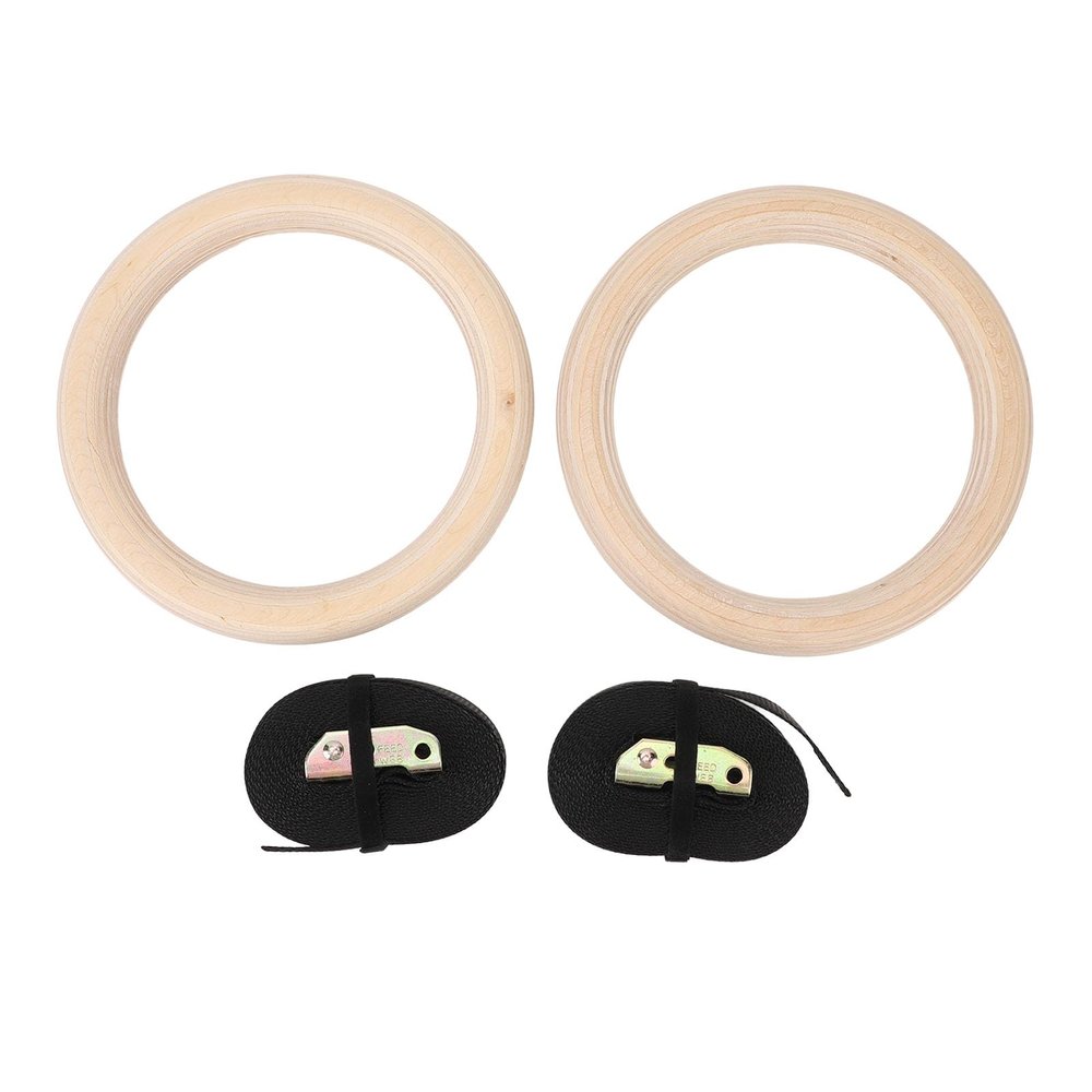 Pyhodi Gymnastics Rings Wooden Olympic Rings, Wooden Gymnastics Rings Birch Pull Up Training Rings with Adjustable Straps, Non Slip Gym Rings for Versatile Home Full Body Workouts, Pyhodi3ywxq2fk5g