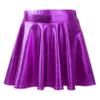 YOOJOO Kids Girls Dance Athletic Shiny Metallic Skirt Flared Pleated Holographic A-Line Mini Skater Skirts Purple 16 Years view 1