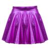 YOOJOO Kids Girls Dance Athletic Shiny Metallic Skirt Flared Pleated Holographic A-Line Mini Skater Skirts Purple 16 Years view 2