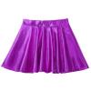 YOOJOO Kids Girls Dance Athletic Shiny Metallic Skirt Flared Pleated Holographic A-Line Mini Skater Skirts Purple 16 Years view 3
