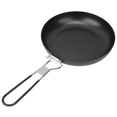 UPQRSG Outdoor Portable Pan, Iron Non Stick Medium Frying Pan with Folding Handle, Camping Cookware Non Stick Pan for Cooking Frying, Camping Picnic Hiking Utensils