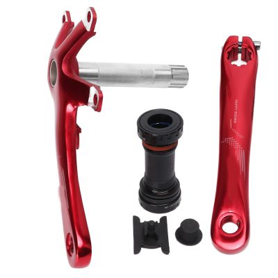 Aluminium Alloy 130mm BCD Folding Road Bikes Crank Arm Set, Long-Lasting & Fade Resistant, High Performance Hollow Bottom Bracket Crankset (red)