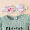 CETEPY Baby Girl Clothes 0-3 Months Newborn Romper Ruffle Sleeve Short Jeans Skirt with Headband Infant Outfits Set Flower Leopard 0-3 Months view 4