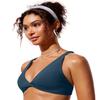 CRZ YOGA Twist Front Bikini Tops for Women - Padded V Neck Criss Cross Back Triangle Sexy Swim Bathing Suit Insignia Blue Large view 3