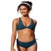 CRZ YOGA Twist Front Bikini Tops for Women - Padded V Neck Criss Cross Back Triangle Sexy Swim Bathing Suit Insignia Blue Large view 4