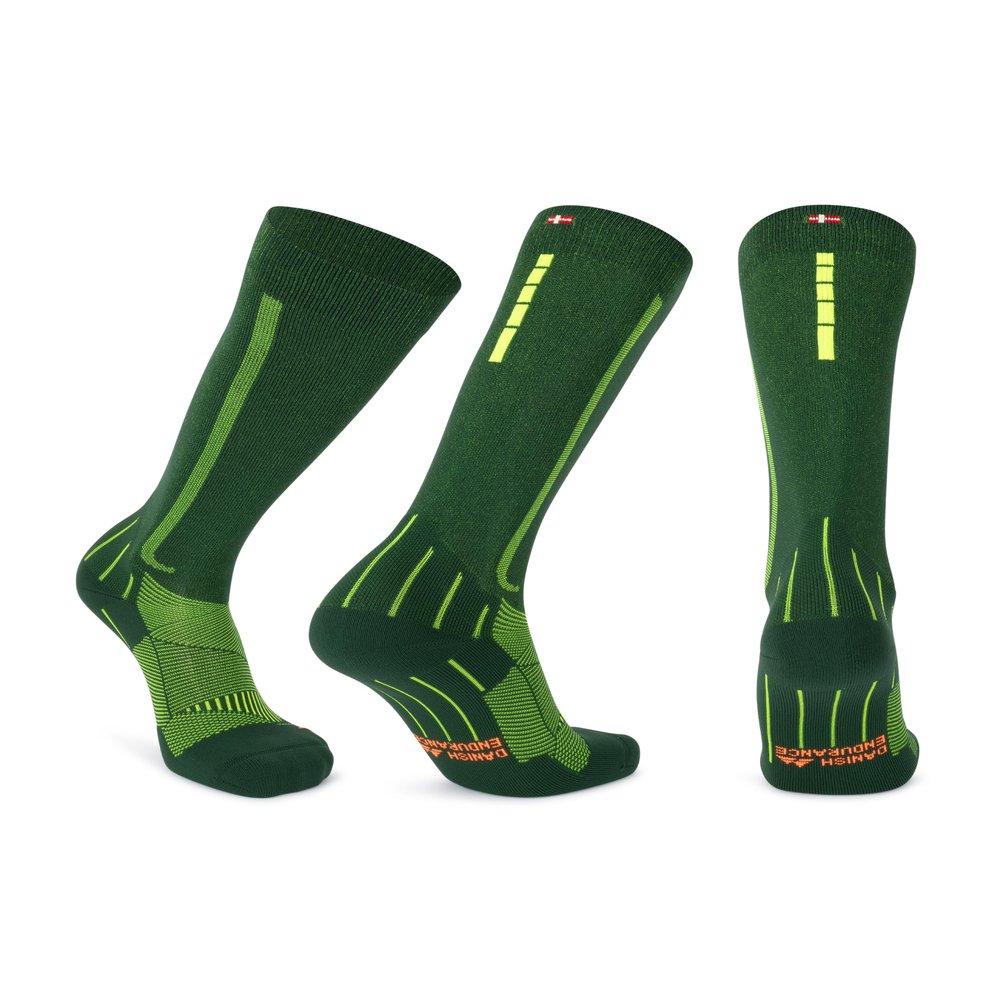DANISH ENDURANCE Graduated Compression Socks 21-26mmHg, for Women & Men Medium Green/Yellow 1-pack